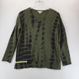 Lisa Todd Sweater‎ Womens XS To Dye For V-Neck Cotton Cashmere Whimsy Goth Green